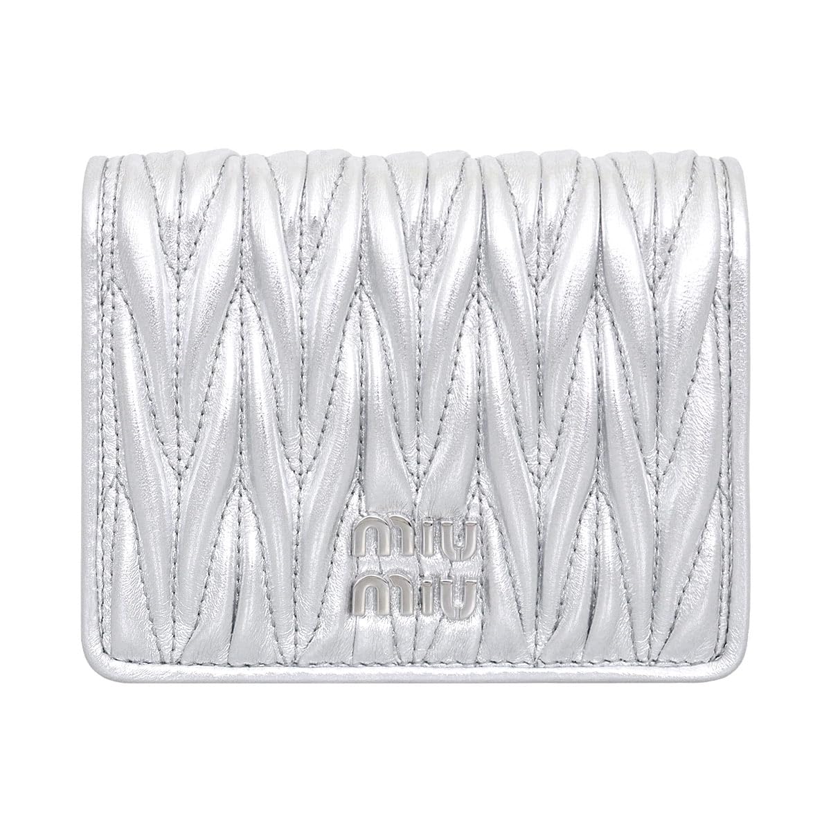 Geldbörse 5MV204 AFPP Argento Matelassé Leder Metall Logo Kleine Geldbörse [Miu Miu] (Brieftasche) Damen [Marke] [Artikel]