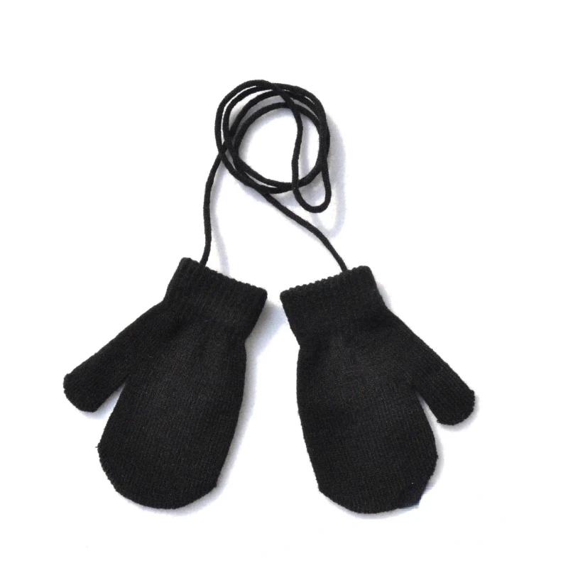 Neue Warme Baby Handschuhe Winter Fäustlinge Kinder Voll Finger Handschuhe für 1-3Y Kinder Hängenden Hals Warme Handschuhe Neugeborenen baby Zubehör schwarz