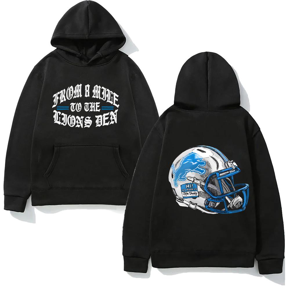 EMINEM X DETROIT LIONS HELM HOODIE Eminem Hochwertiges Fleece Sweatshirt Langarm Gothic Kleidung XXXL schwarz