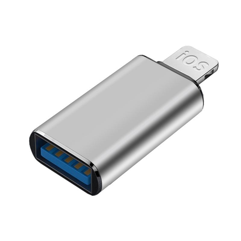 iPhone-Handy-OTG-Adapter, Handy-U-Disk-Adapter, Soundkarte, Maus mit Apple-Handy verbunden, Apple-zu-USB-Buchse silber