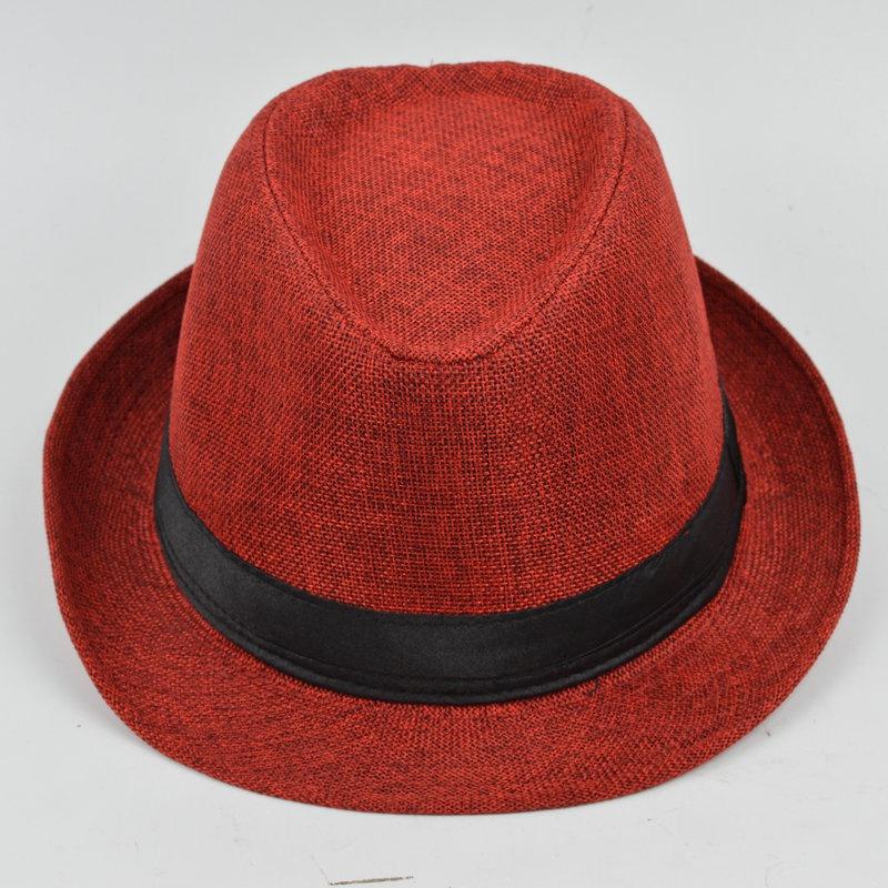 Herren Fedoras Jazz Baumwolle und Leinen Reiner Hut Papa Hut Imitation Hanf Sonnenschutz Sonnenhut Weißer Hut Hochzeit Fedoras rot