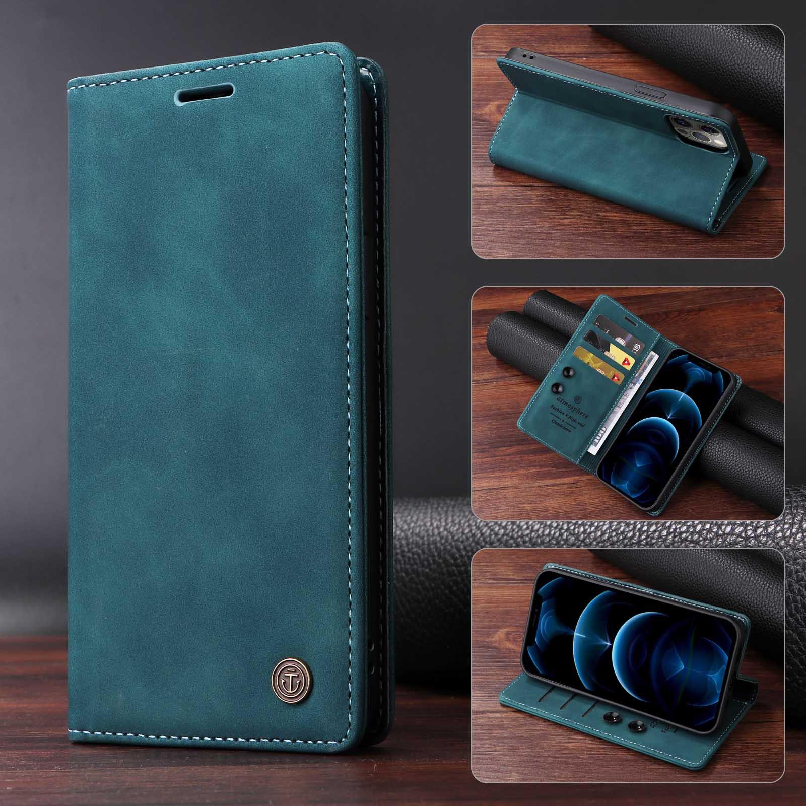 Für Samsung S24 Ultra S23 Plus S22 Flip Case Vintage Leder Kartensteckplatz Brieftasche Halter Abdeckung für Galaxy S23ultra S21 FE S10 S9 S8 Plus Note 20Ultra 10+ Samsung S24 Plus blau