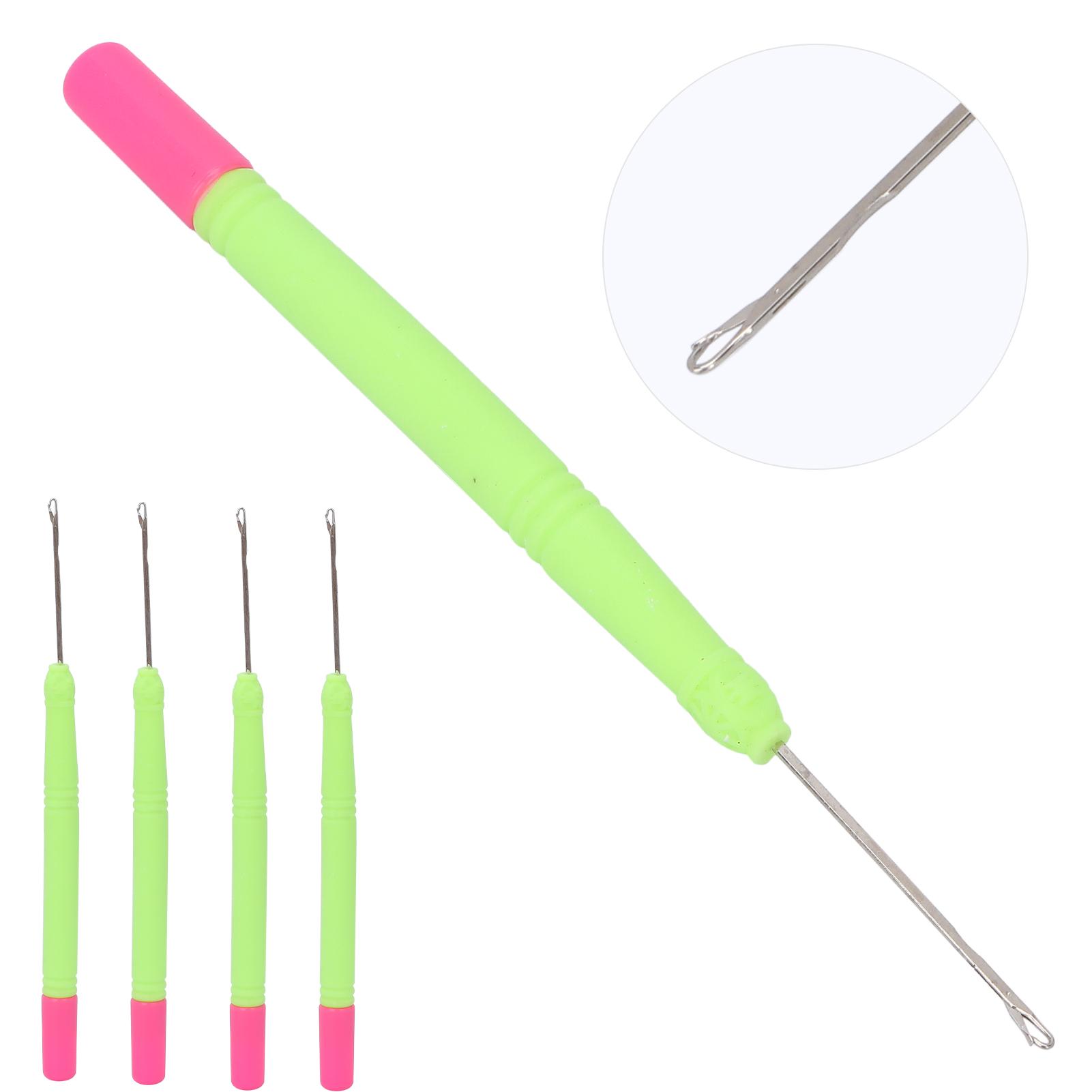 Plastik Haarverlängerung Häkelnadel Häkeln Haarwerkzeuge Zughaken Nadel zum Flechten von Haaren Grün