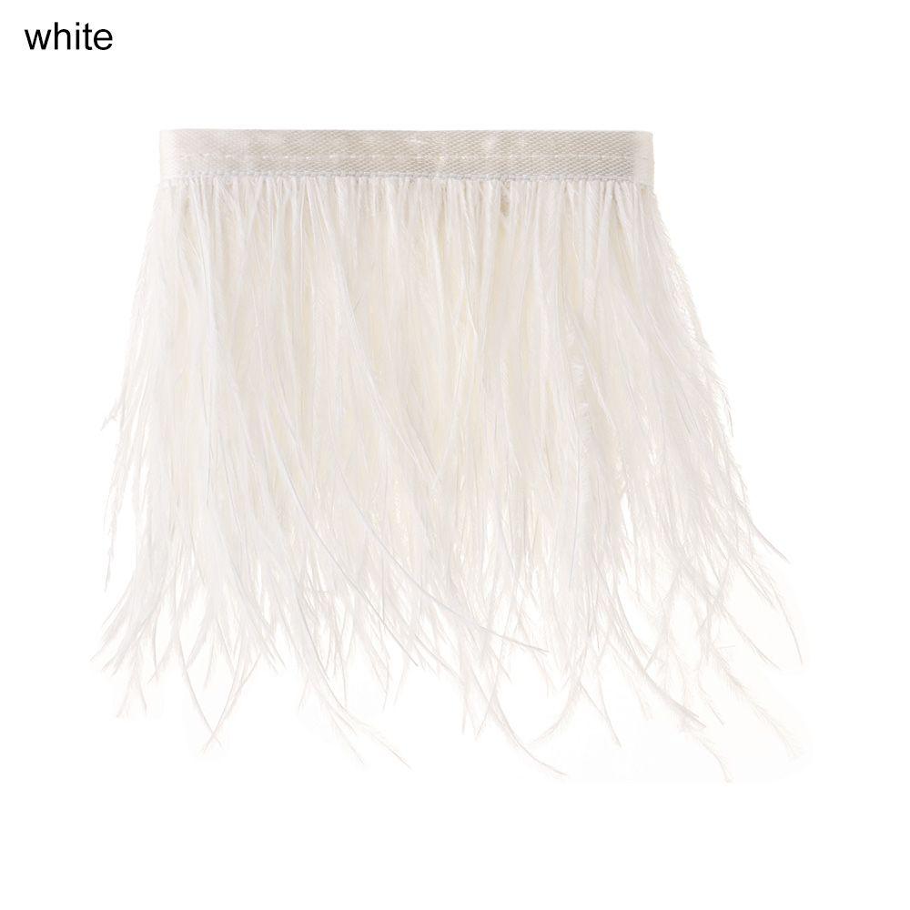 1 Meter Straußenfedern Besatz 8-10 CM Federn Band Webkante Für DIY Hochzeitskleid Dekoration Handwerk Zubehör weiß