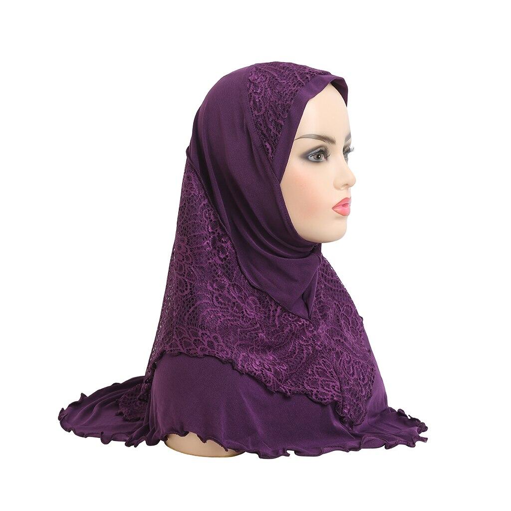 Muslim Hijab Spitze Islamischer Schal Kopfwickel Beten Schals Damen Kopfbedeckung violett