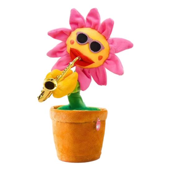 Elektrische Tanzende Sonnenblume Spielzeug Wiederholt Was Du Sagst Aufnahme Singen Plüsch Topfblume Spielzeug Kleinkinder Pädagogisch Interaktives Plüschtier Musikalisches Spielzeug Charging pink