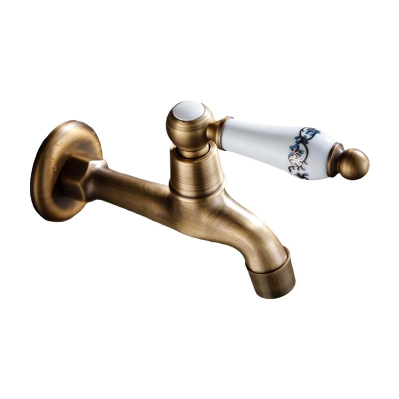 Badewannen Waschbecken Wasserhahn Messing Einzel Kaltwasser Mopp Wasserhahn Wandmontiert Badezimmerbecken Wasserhahn Außen Garten Wasserhahn 1