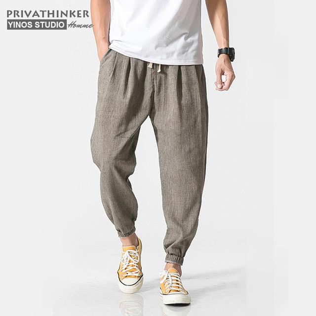 Privathinker Baumwolle Leinen Casual Harem Hosen Männer Jogger Mann Sommer Hosen Männlichen Chinesischen Stil Baggy Hosen 2020 Kleiden XXL graue