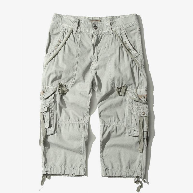 Sommer Camouflage Lose Cargo-Shorts Männer Camo Sommer Kurze Hosen Homme Cargo-Shorts Ohne Gürtel 40 weiße grau