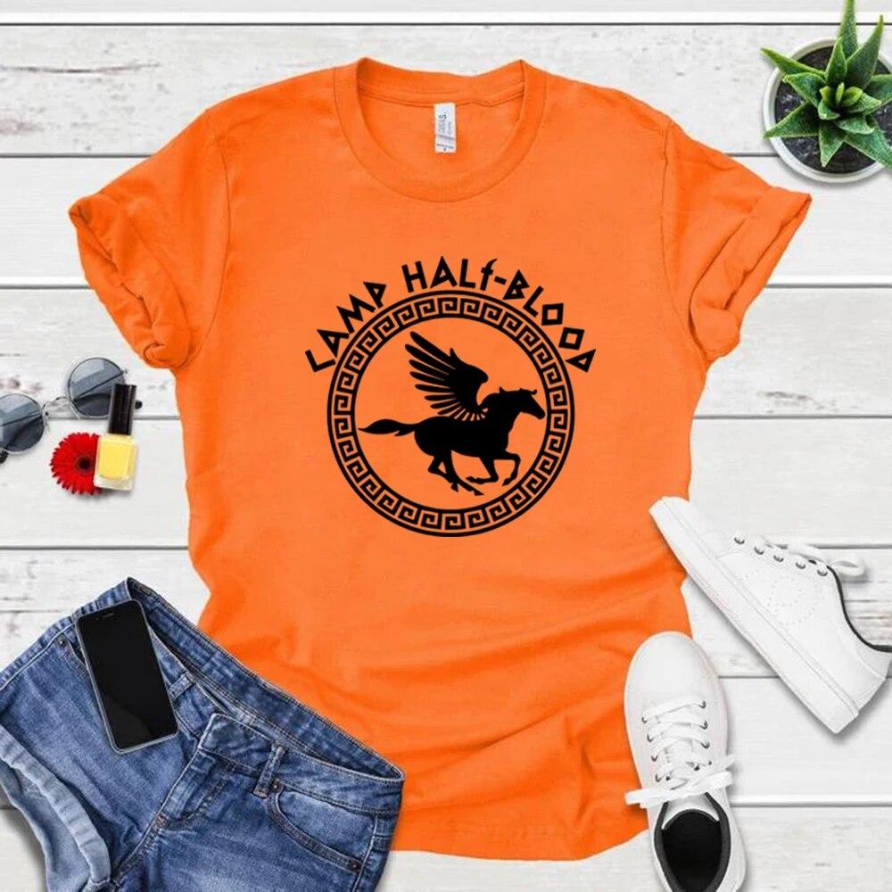 Camp Half Blood T Shirts Herbst Training Camp Spiel Tshirt Halloween Zauberhaftes Geschenk Percy Jackson Shirt Unisex T-Shirts Harajuku T-Shirts L orange