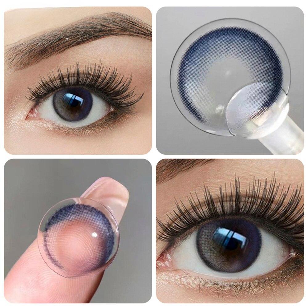 Farbige Myopie-Linsen MillCreek Natürliche Kontaktlinsen fürs Auge Augen-Make-up 2 Stück/Paar -2.50 navy blau