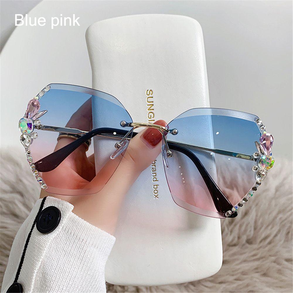 Neue Mode Damenbrillen UV400 Verlauf Damen Sonnenbrillen Strass Sonnenbrillen Randlose Sonnenbrillen