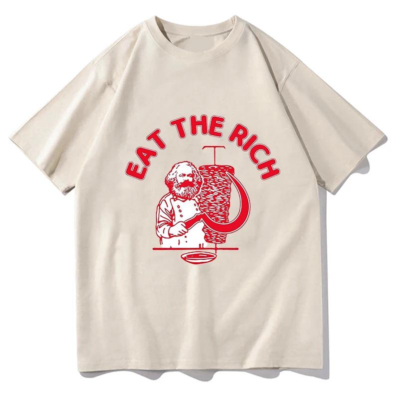 Eat The Rich Doner Kebab Karl Marx Socialist Hasan Piker Print T-Shirts Männer Frauen Casual Loose T-Shirt Kurzarm Streetwear M