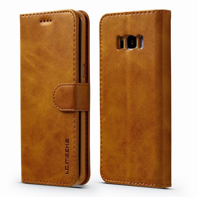 Buchhülle für Samsung Galaxy S8 Plus Hülle Flip Leder Brieftasche Cover Samsung S8 Plus Hülle Luxus Vintage Handyhüllen Kartenhalter For Samsung S8 Plus gelb