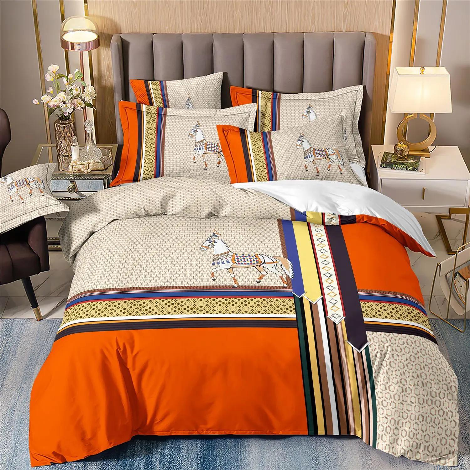 Luxus-Bettwäsche-Set 3D-gedrucktes Weiches Polyester-Bettbezug-Set Steppdeckenbezug-Set Bettwäsche mit Kissenbezügen für Familiengeschenk US King 264x229cm