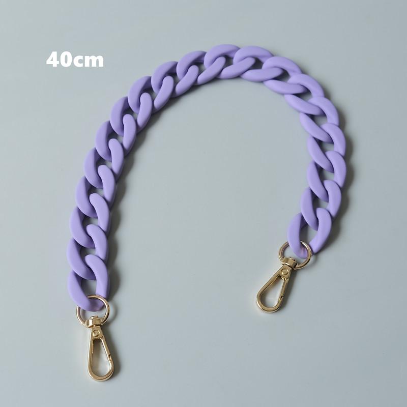 Neue Mode Frau Handtasche Zubehör Ketten Matte Kakhi Schwarz Lila Harz Kette Frosted Strap Frauen Kupplung Schulter Handtasche Kette 40CM violett