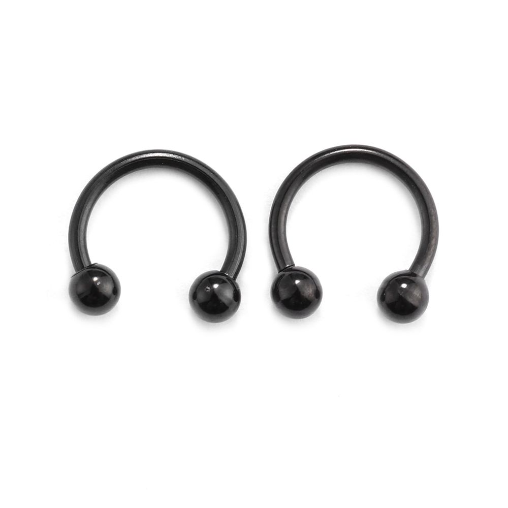 Stahl Körperschmuck Nase Septum Ring Hufeisen Ohr Piercings Hip Hop Lip Nippel Augenbraue Lobe Ringe Black 6mm