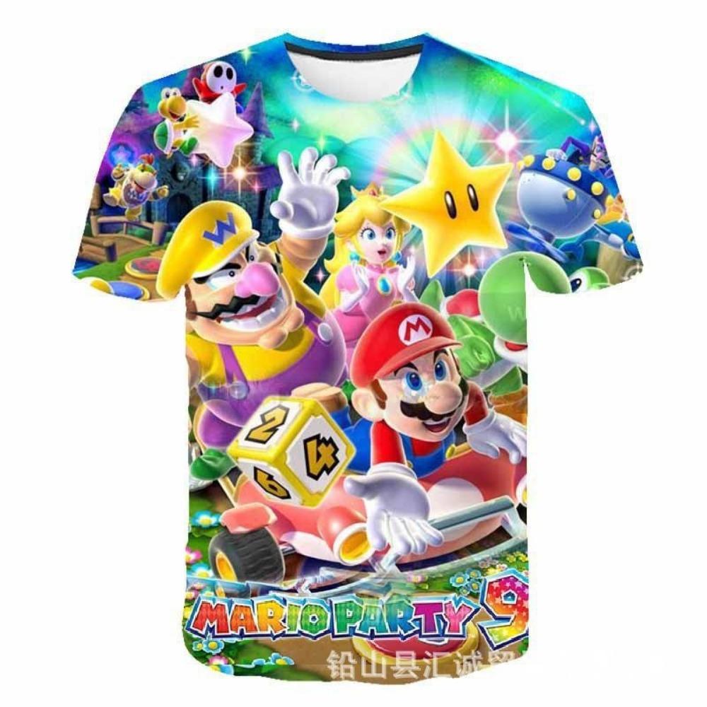 Neues Mario Kurzarm 3D-Druck Eltern-Kind T-Shirt Anime Cartoon Kurzarm Rundhals Sommer Kinderbekleidung 110 yellow