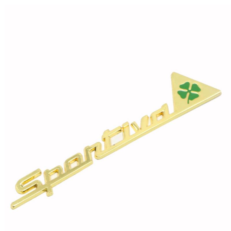 SPORTIVA Vierblatt-Logo Autoemblem Badge Aufkleber für Giulia GIULIETTA VELOCE Dekorieren Autozubehör Seitentür Kofferraum Etiketten grün/gold