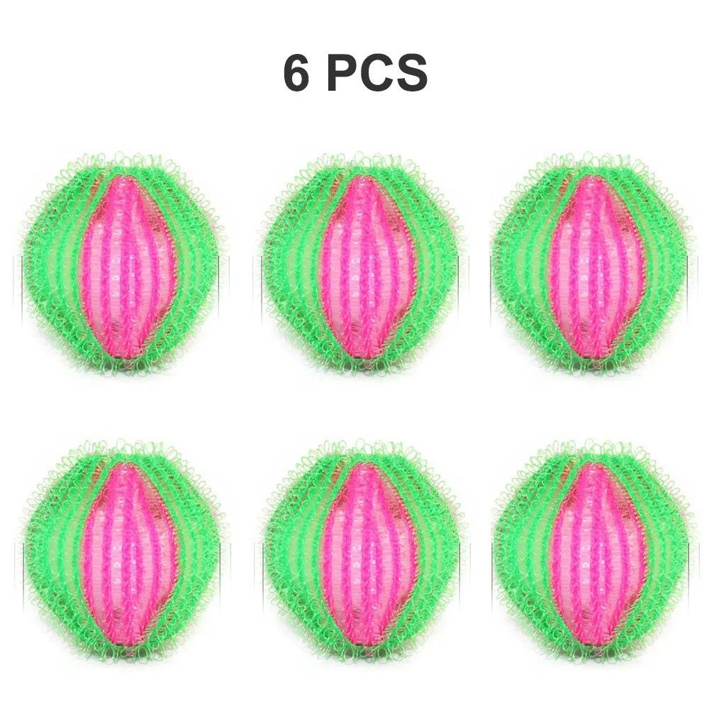 6 STÜCKE Tierhaarentferner für Wäsche Fusselrasierer Waschbälle Wiederverwendbare Trockner Nylonbälle Hunde Katzenhaar Fusselrasierer für Wäsche rot/grün