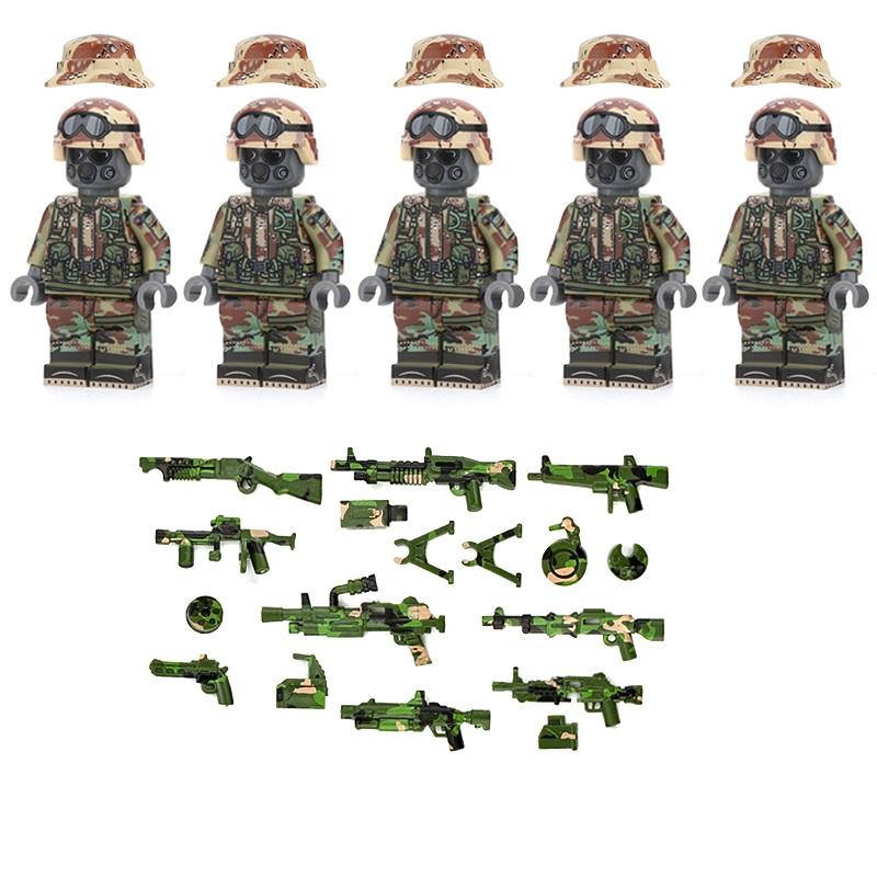 Us Special Forces Soldaten SWAT Guns Waffe Vierseitiger Druck Bausteine ​​Kit Bricks Sets Klassisches Modell Kinderspielzeug rot