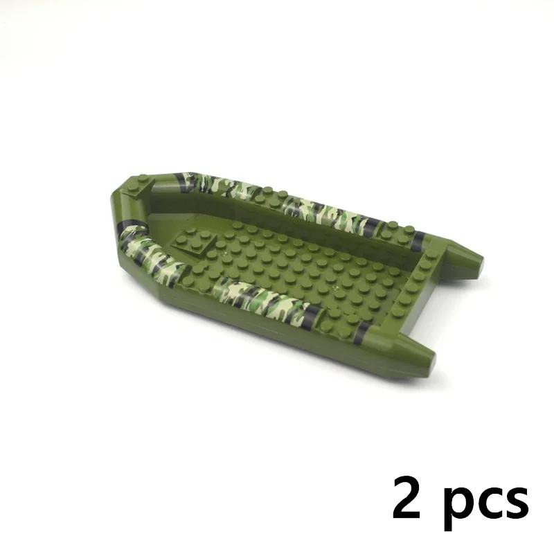 MOC Bausteine Kanufahren Rettungsboot Kajakfahren Infanterie Schlauchboot Rumpf Militär Tarnung Pädagogisches Spielzeug
