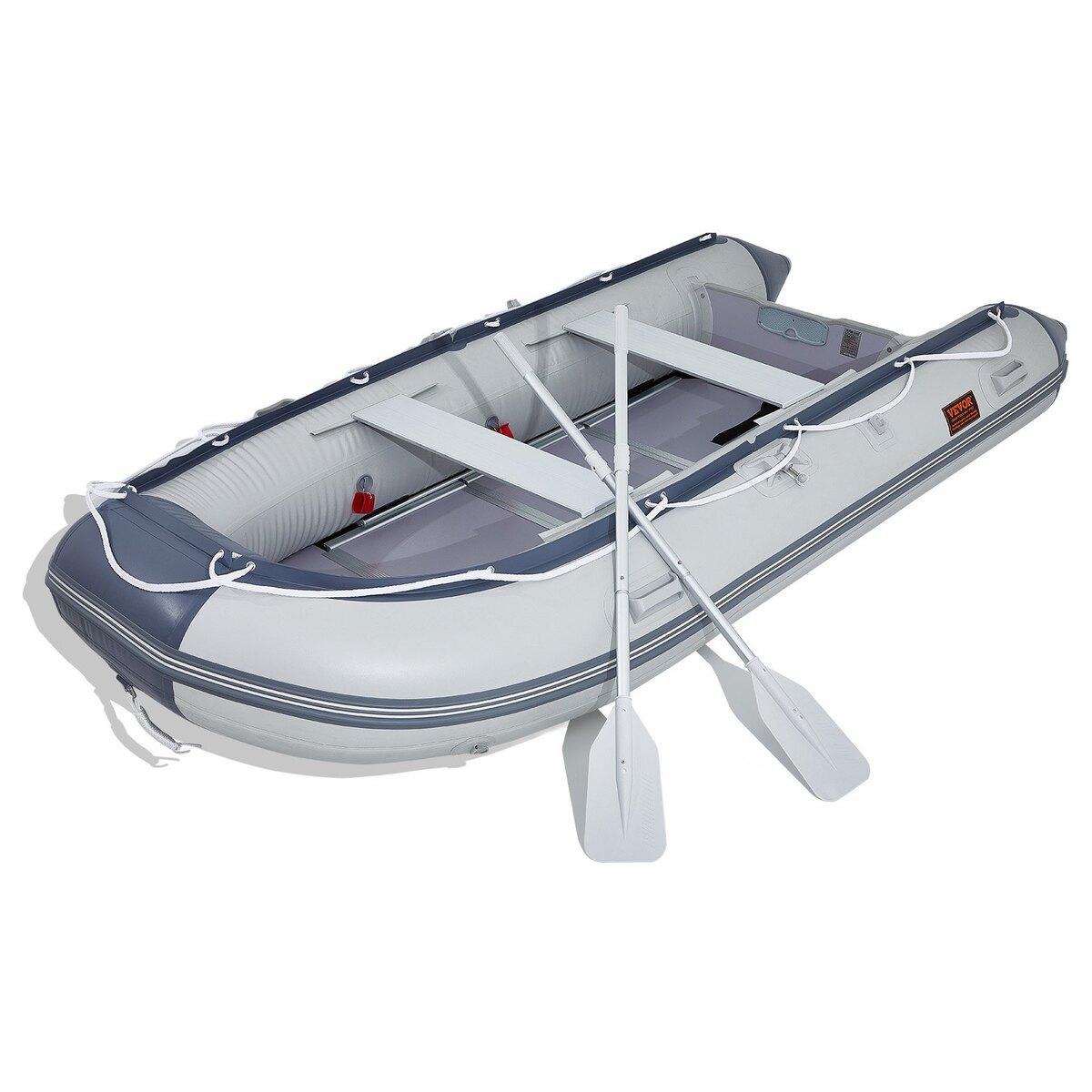 Aufblasbares Schlauchboot, 6-Personen Heck-Sport-Beiboot, mit Marine-Holzboden und verstellbarer Aluminiumbank, 1500 lbs Aufblasbares Fischerboot