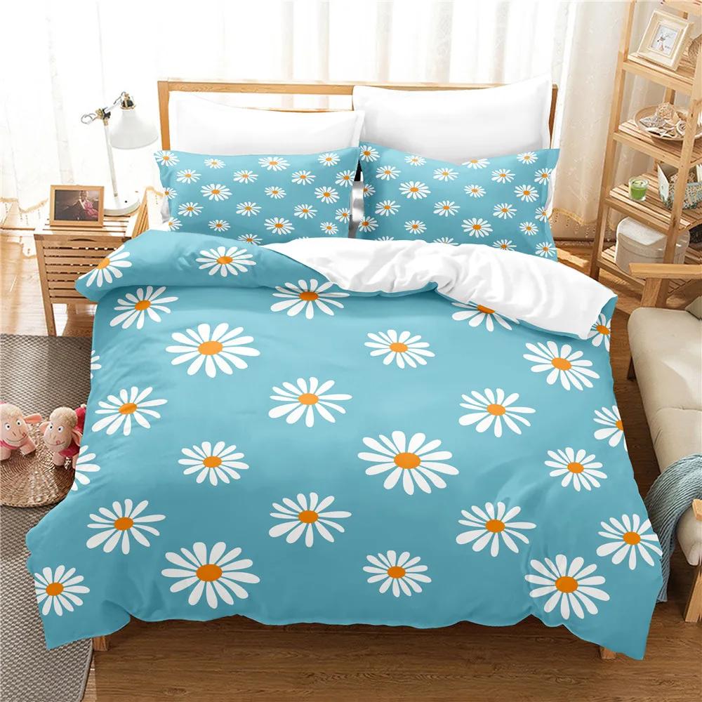 Bettwäsche Set Erwachsene Chrysanthemenblume Bettbezug Sets Kinder, Einzel Doppel Queen King Schlafzimmer Set Heimtextilien Housse De Couette EU single(135x200cm)