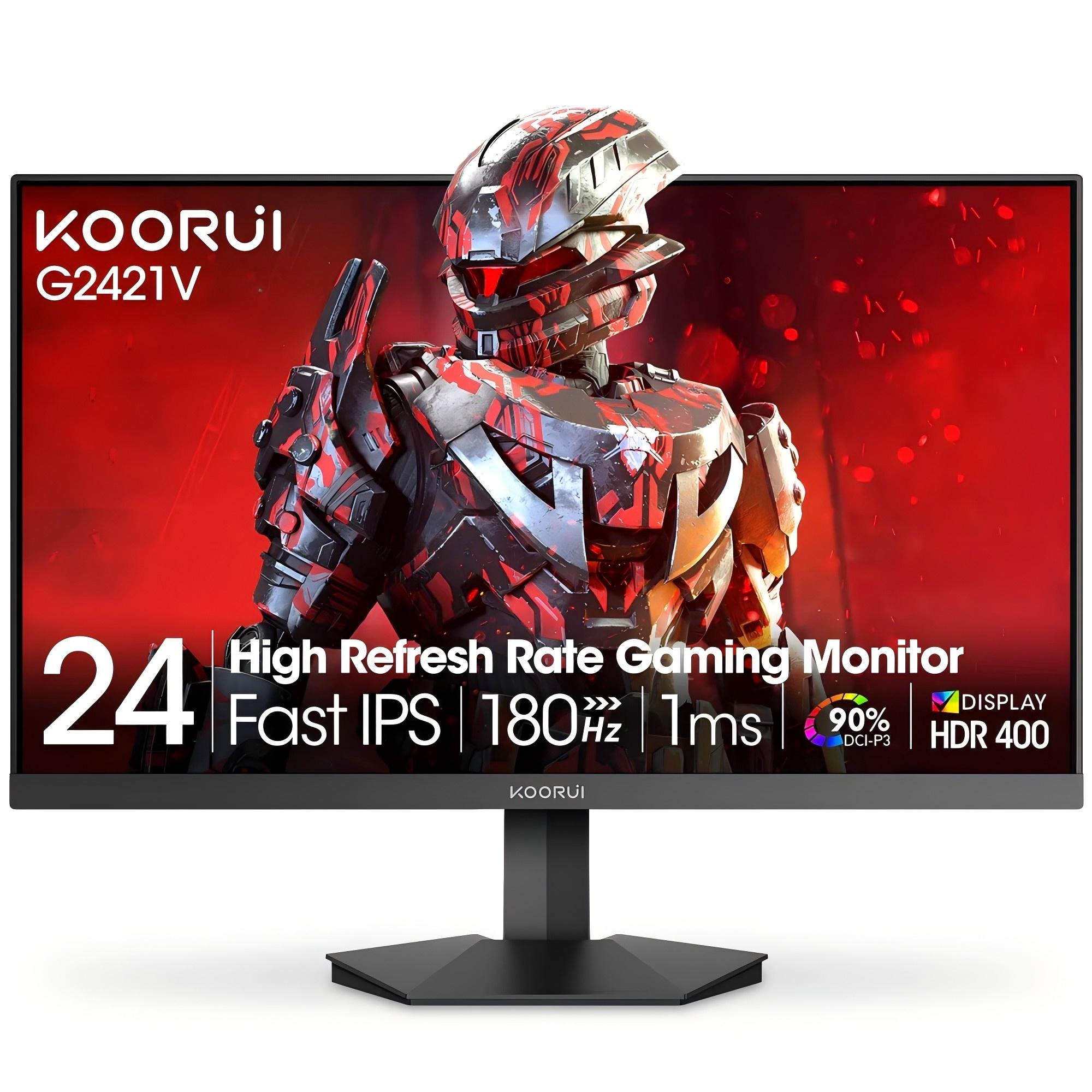 KOORUI G2421V 24-Zoll Gaming-Monitor, 80Hz 1ms Schneller IPS-Monitor, 1440P HDR400 Display, 90% DCI-P3 Farbraum, VESA-montierbar schwarz