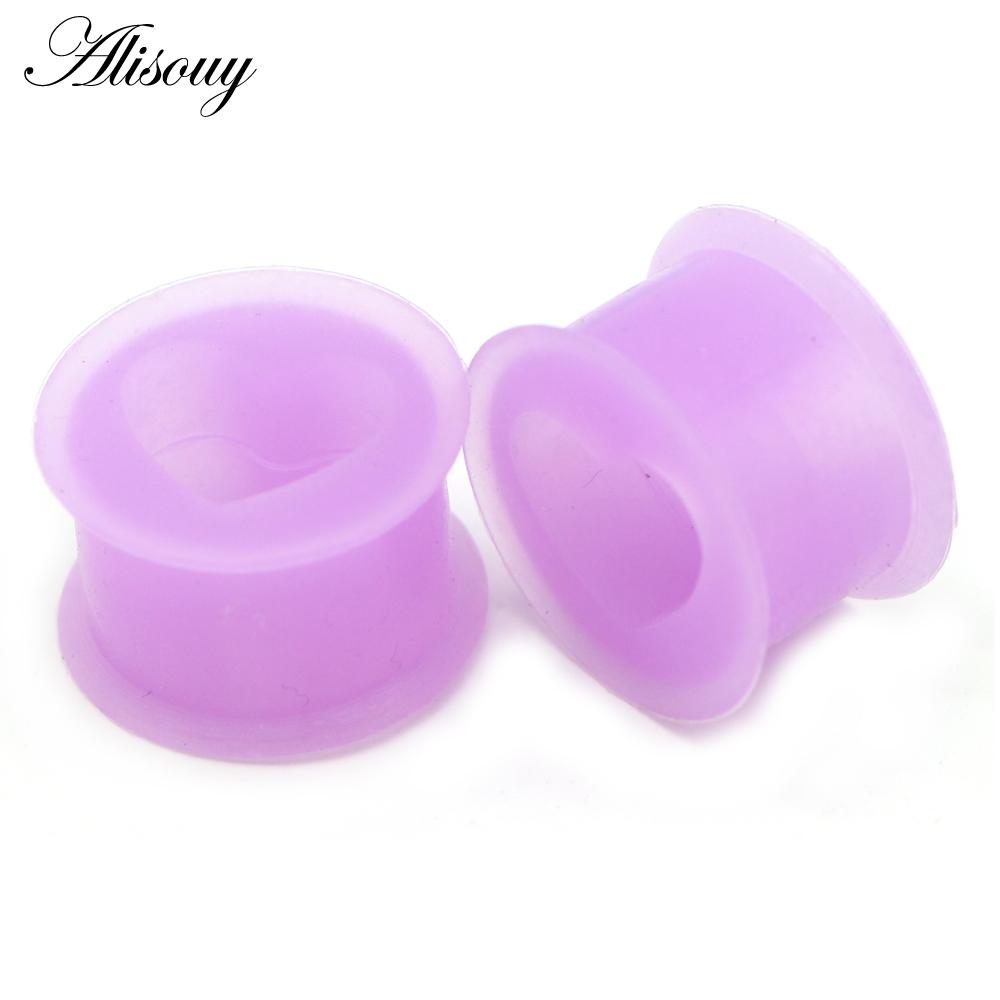 2 Stück Silikon-Ohrstöpsel und Tunnel in Herzform, flexible Ohrstöpsel, Ohr-Expander, Tunnel, Ohrringe, Messgeräte, Körperschmuck, Piercings 20mm violett