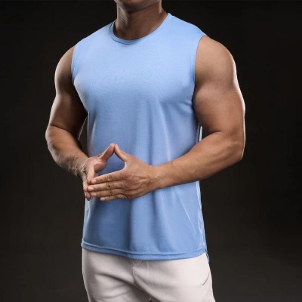 Einfaches lässiges kurzärmeliges T-Shirt Modisch sportlich schlank elastisch Fitness Outdoor-Fitness Rundhals-T-Shirt XL blau