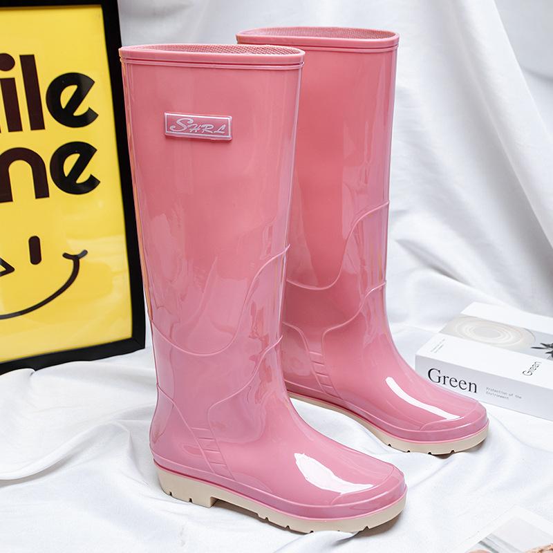 Fabrik direkt verkäufe regen schuhe weibliche ritter stiefel lange stiefel weibliche 2025 sommer net rot tragen wasserdichte regen stiefel weibliche 36 rosa