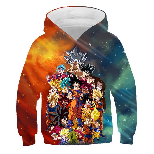 2025 Dragon Ball Z Kapuzenpullover Kinder Goku Sweatshirts Baby Jungen Kleidung für Herbst Neue Kinderbekleidung Kinder Kapuzenpullover Vegeta 3D Sweatshirt 13-14 Years
