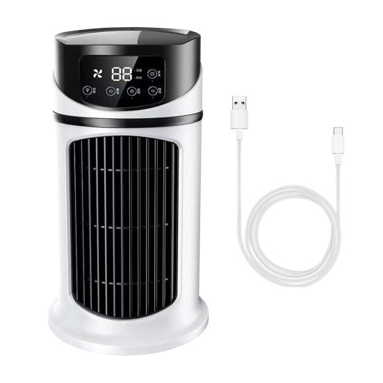 Yousheng Tragbarer, leiser, oszillierender, flügelloser Standventilator mit 6 Windgeschwindigkeiten, Timer, Kühlventilator, Tischklimaanlage weiß