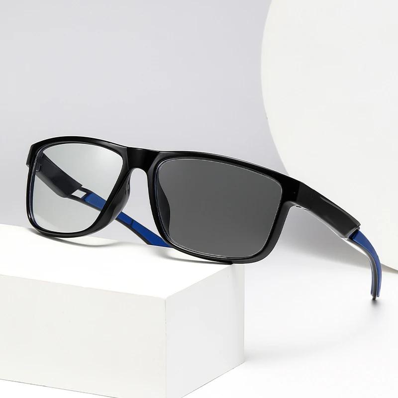 Vintage Herren Photochrome Brille Outdoor Intelligent Anti-UV Myopie Brille Unisex Damen Trendige Sport Nahsichtbrille 0 gray
