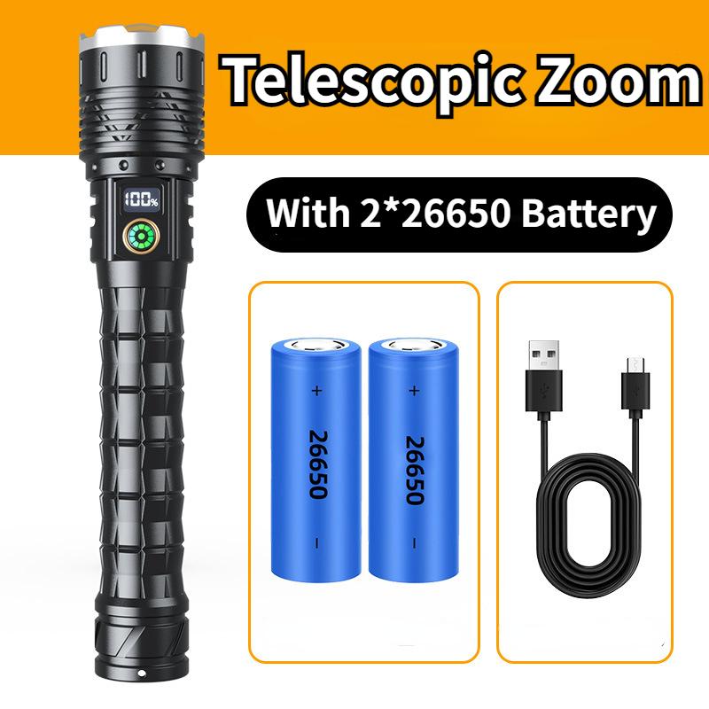 2*28650 Akku 10000mAh Hochleistungs-LED-Taschenlampen Typ-C Wiederaufladbare LED-Taschenlampe 5000M Ultra Leistungsstarke Taschenlampe Outdoor LED-Laterne With 2*26650 battery