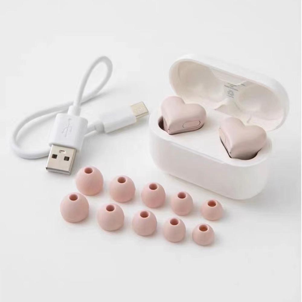 Neue Original Bluetooth Drahtlose Kopfhörer Herzförmige Ohrhörer Frau Kopfhörer Hohe Qualität Herz Ohrstöpsel Mädchen Geschenk rosa