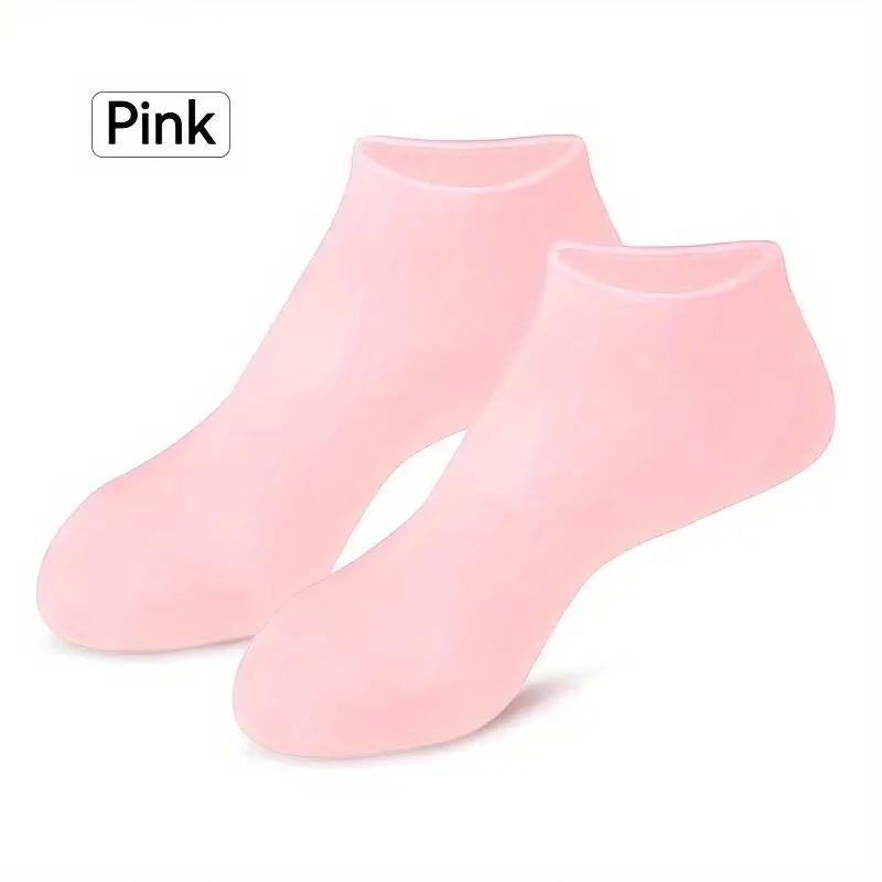 Feuchtigkeitsspendende Socken mit Silikongel und Aloe-Socken, Pediküre-Socken für trockene, rissige Füße und zum Erweichen rauer und abgestorbener Haut rosa