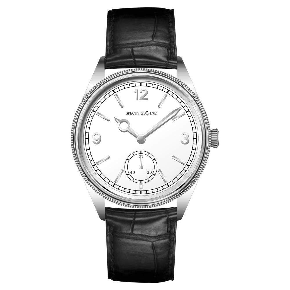 Neue Mode Specht & Söhne 1908 Herren Mechanische Uhren Saphirglas Lachsfarben Edelstahl Uhr für Herren Wasserdicht weiß
