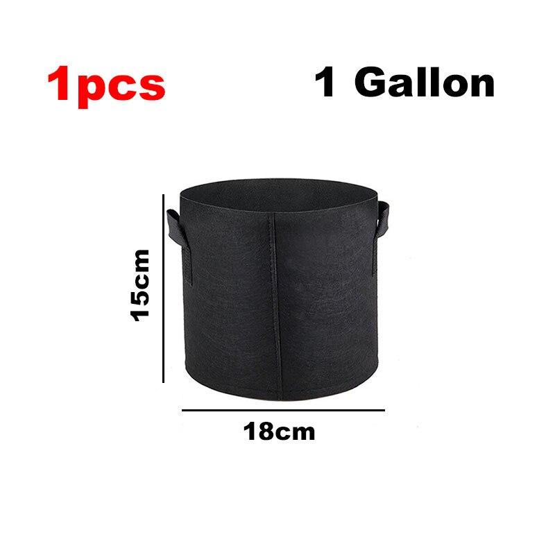 5 gal 10 gal Stoff Pflanze wachsen Taschen Töpfe Obst Blumentopf Werkzeuge Garten wachsen Gemüse große Größe Kartoffel Gemüse Pflanzen C black 1Gal