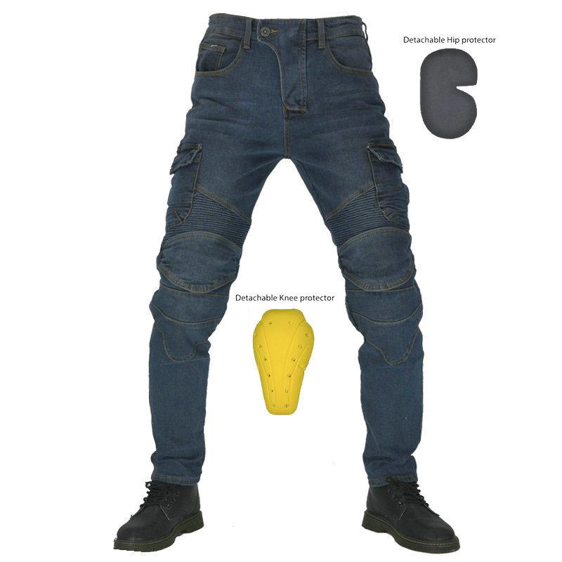 Motocross Racing Denim Motorrad-Reithose mit Schutzpolstern L