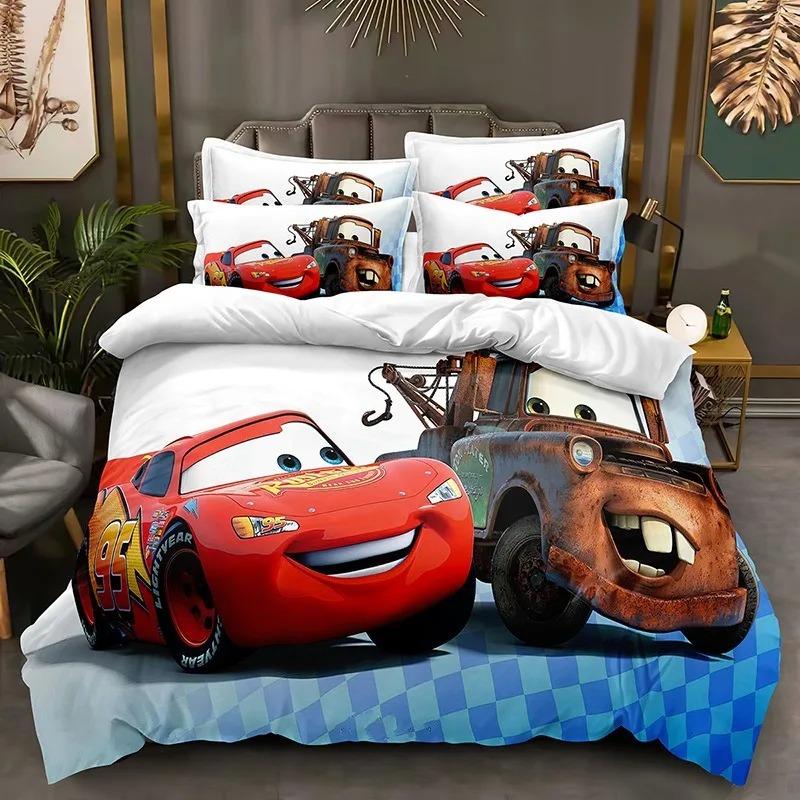 Cartoon Autos Bettwäsche Set Lightning McQueen Bettbezug Jungen Bettwäsche Bettwäsche Geschenk für Kinder EU King(240*220cm)3pcs
