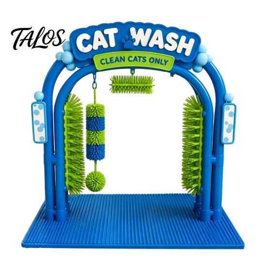 Katzen Kratzbogen Waschen Pflege Station, Selbstpflege-Kratzbaum, Interaktives Spielzeug Design für Autos, Weiche Reibbürsten, Massager Kratzer für Indoor-Katzen Station 1 Set green