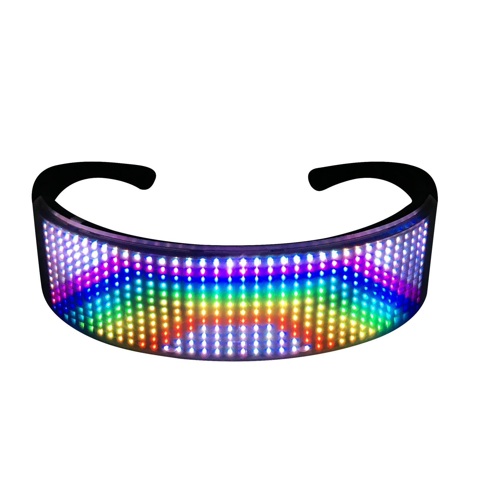 LED-Brille, anpassbar, BT-LED-Brille, buntes Licht, leuchtende Brille, DIY-Nachrichten, 22 Animationen, 20 schwarz