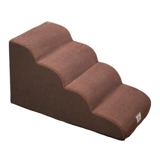 Hundetreppe für kleine Hunde Gebogene Hundestufen Indoor Welpe Ältere Haustiere Rampe mit waschbarem Bezug Rutschfester Boden Treppe für Welpen Mittelgroße Haustiere Four Layer kaffeebraun