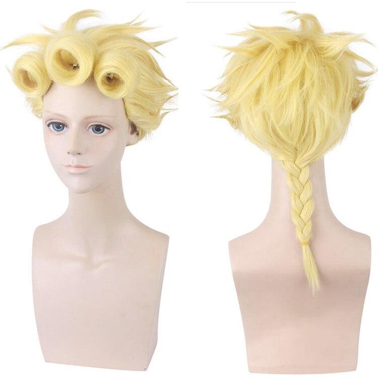 50CM Anime JoJos Bizarre Adventure Golden Wind Giorno Giovanna Cosplay Perücke Hitzebeständige Haar Cosplay Perücken 50cm gelb