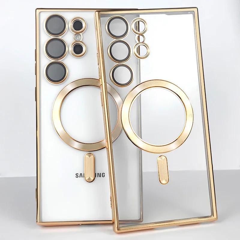 Beschichtung für Magsafe Handyhülle Für Samsung Galaxy S25 S22 S21 Ultra Plus Magnetische Hüllen Für Samsung S24 S23 Ultra Plus Hülle Galaxy S22 beige