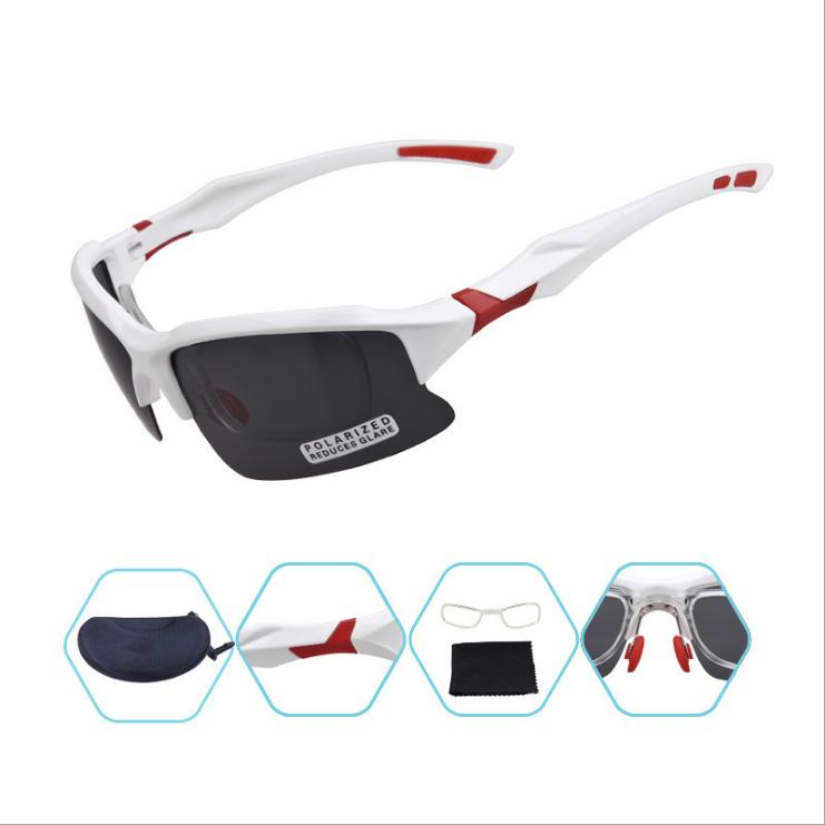 Herren Outdoor-Fahrradbrille, Mountainbike-Brille, Fahrrad-Sonnenbrille, polarisierte Brille rot/weiß