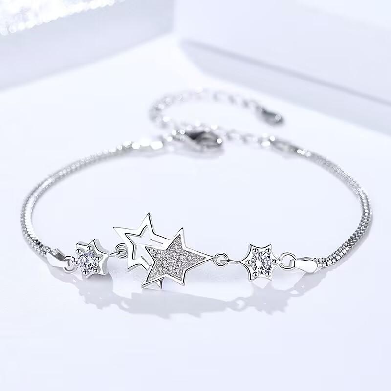 Charme 925 Sterling Silber Armband Stern Frauen Valentinstag Kubischen Zirkon Armband Hochzeit Liebe Schmuck Hochzeit Party Geschenk