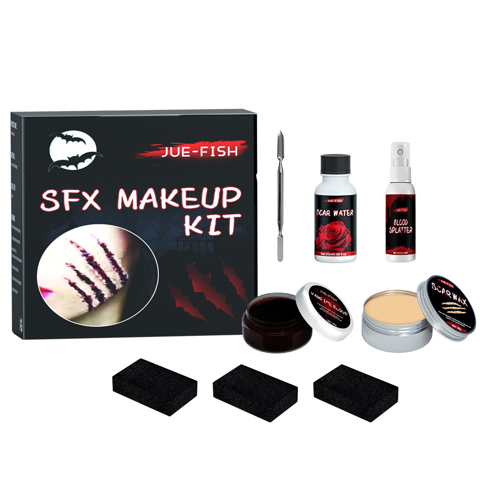 Halloween Make-up Set Halloween Horror Make-up Set Horror Make-up Wachs Blutgel Narbenwasser Kunstblut bunt